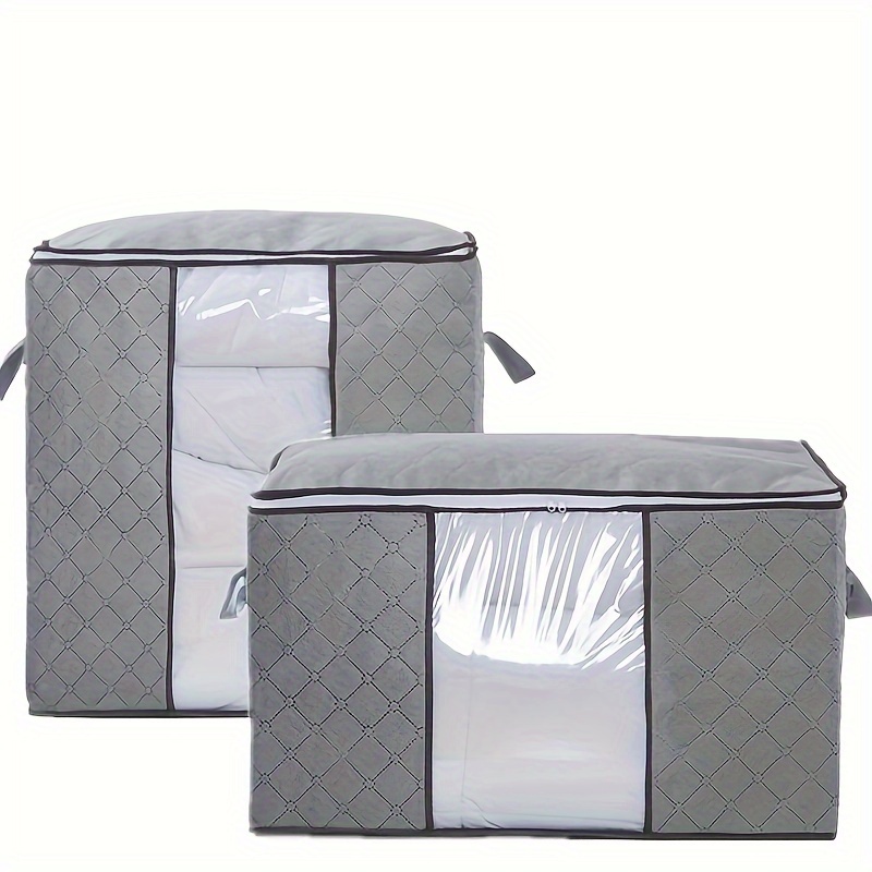 

2-pack Large Capacity Storage Bags For Comforters, Quilts And Clothing, Reinforced Handles, Clear Window, Home Moving & Organizing Solution