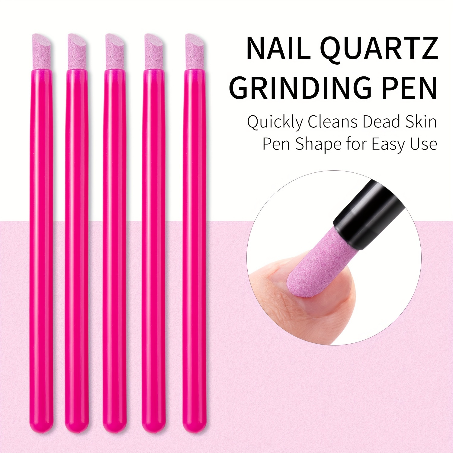 

5pcs/set Nail Quartz Scrub Pens, Cuticle Remover Tool, Pen-shaped Exfoliator, Nail Art Care, Dead Skin Sanding, Manicure Polishing Stick