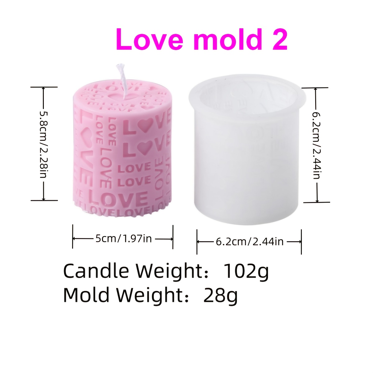 TEMU Column Silicone Candle Mold Letter Square Soap Resin Gypsum Mold Valentine's Day Dinner Decoration Gift Suitable For Home Decor Valentine's Day