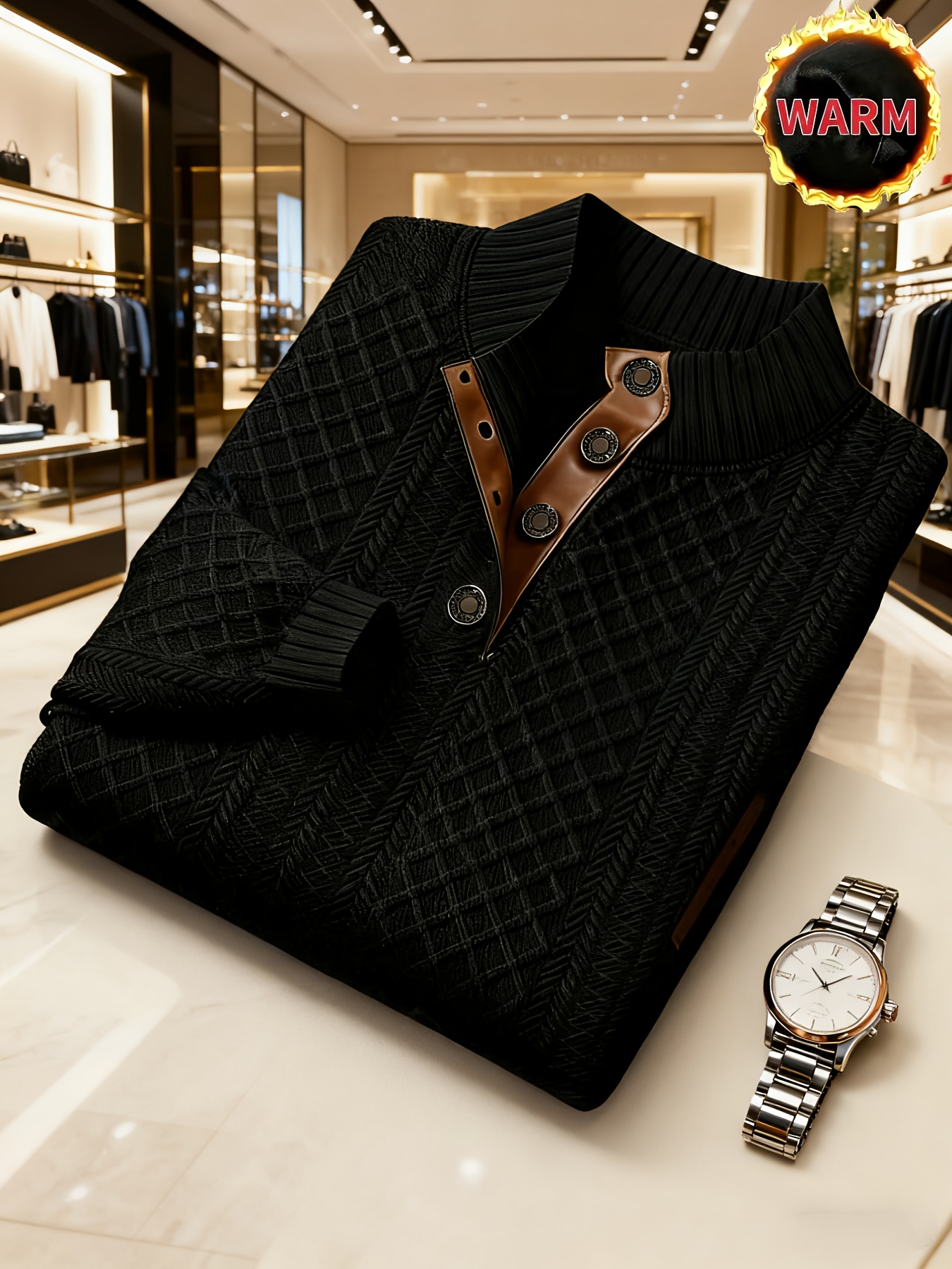 Heren Herfst-Winter Kerst Stand Collar Jacquard Gebreide Trui