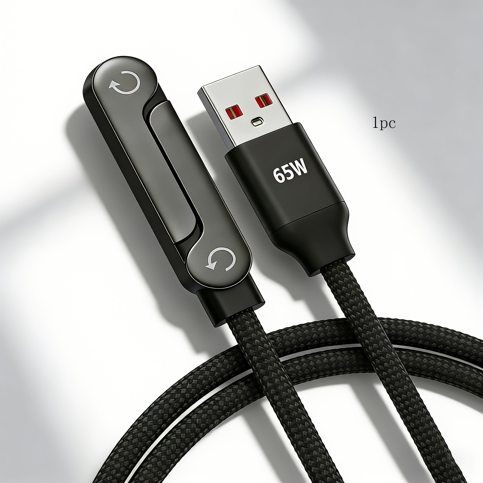 65w charging cable with stand super fast charging elbow durable braided cable suitable for   mobile phone charging and data transmission supports fast charging for games and streaming