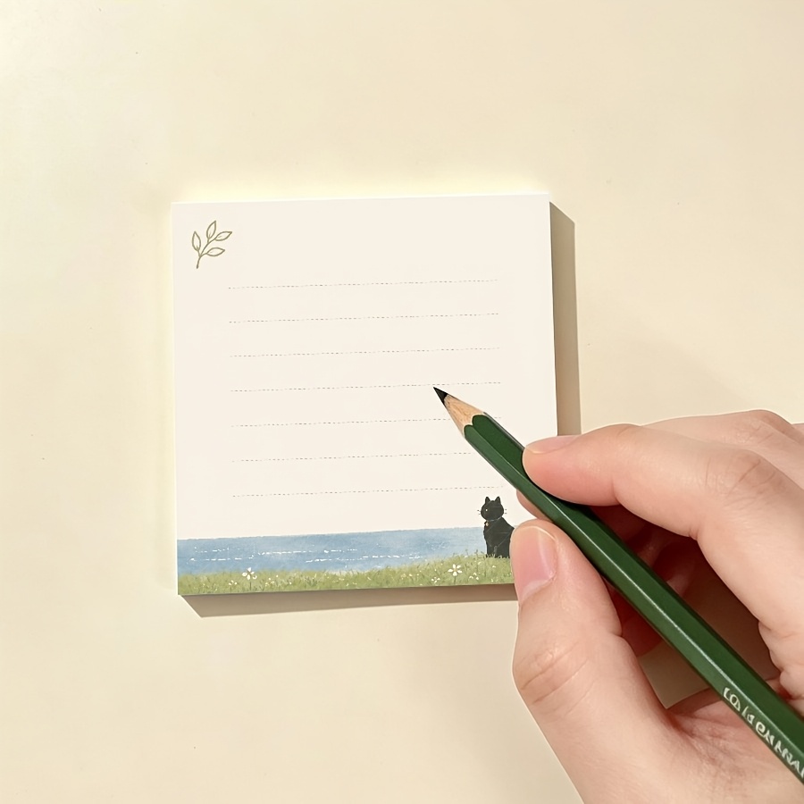 TEMU Bloc-notes , Illustration Nature Minimaliste, de Compagnie Kawaii, Notes d'écriture Linées, Liste de Tâches, Étude, Bureau, École & Journaling