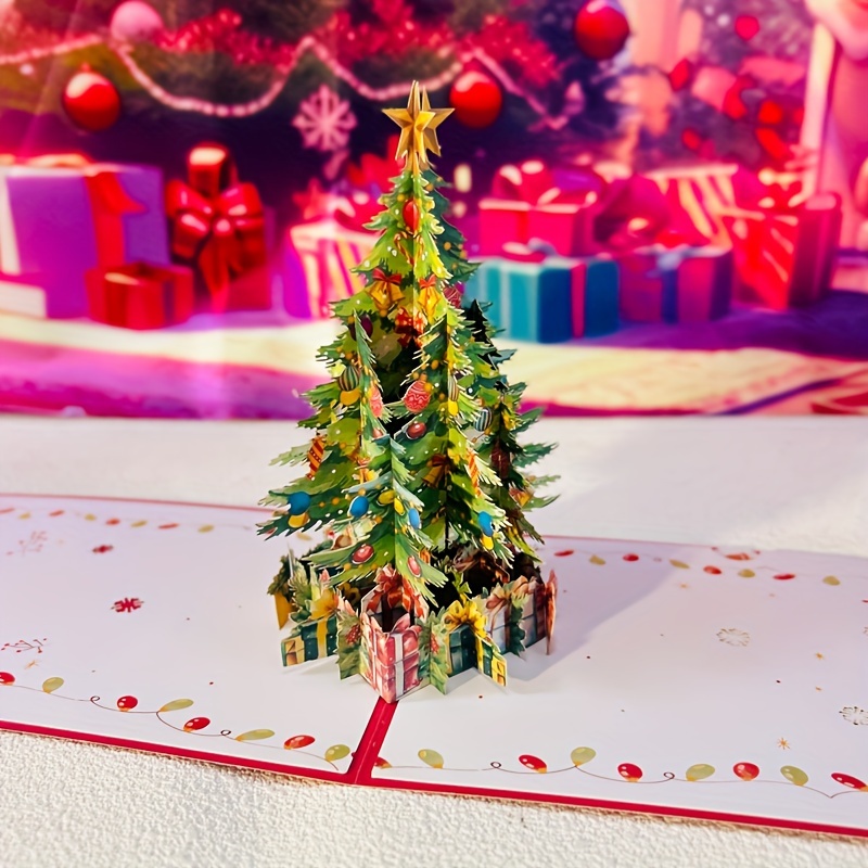 

3d Christmas Tree Greeting Envelope And - For , & - In , Japanese, French, English,