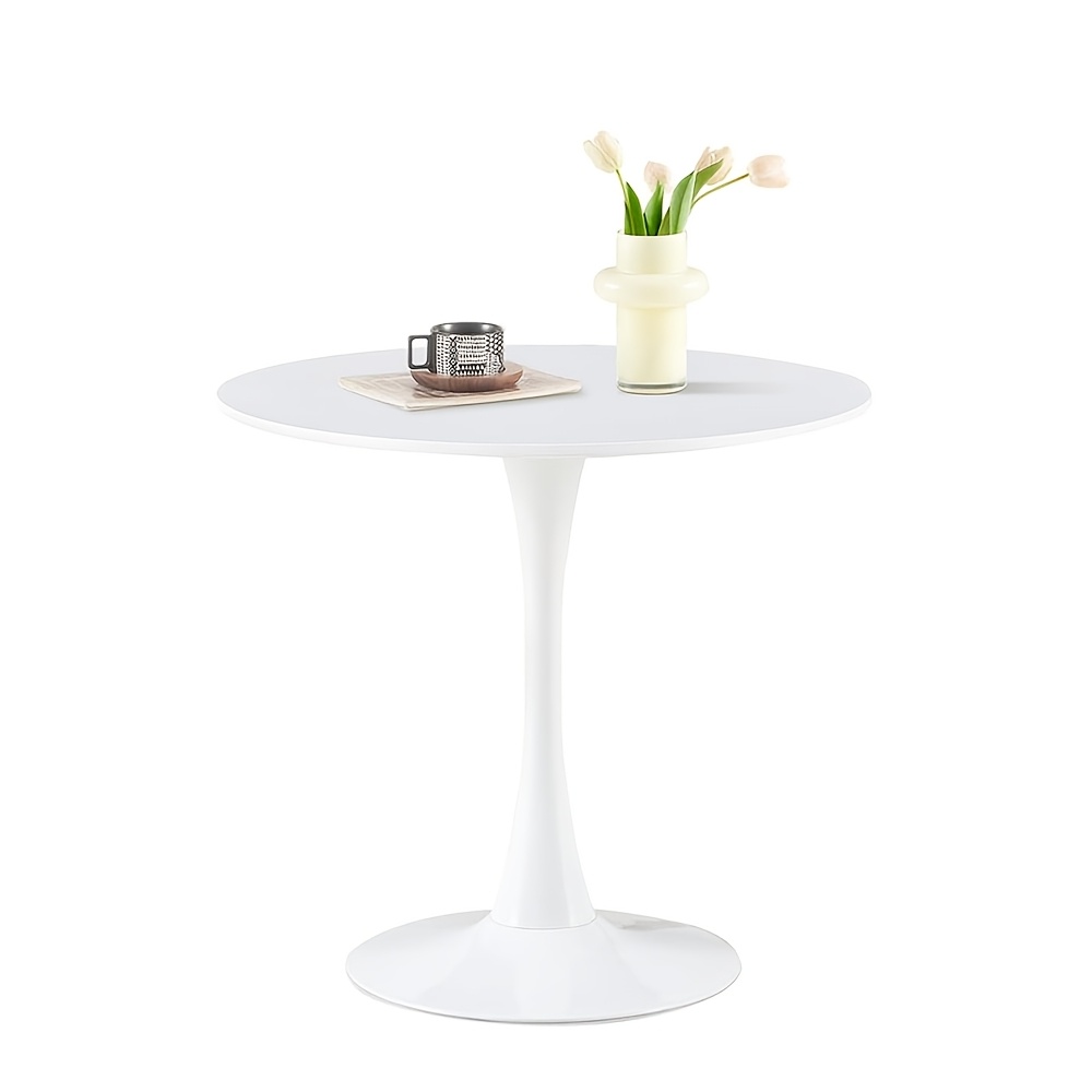 TEMU 80cm Modern Round Dining Table, Round Table, Simple Small Table For Kitchen, Dining Room And Living Room, White