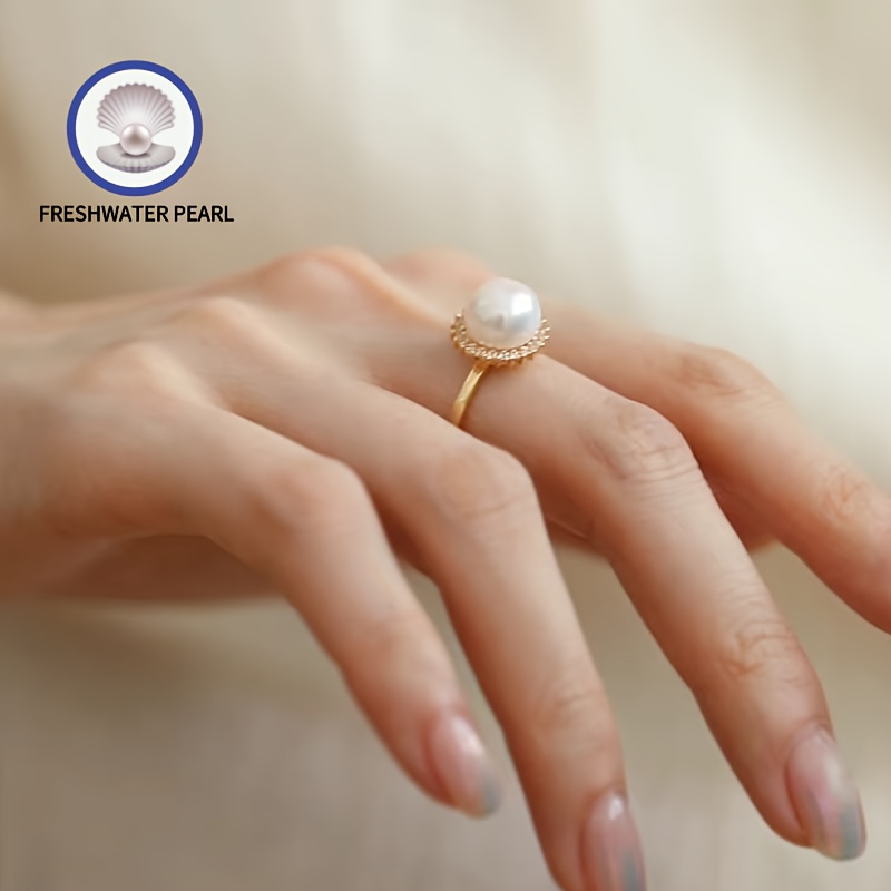 Freshwater Pearl Ring Adjustable Size Elegant Jewelry
