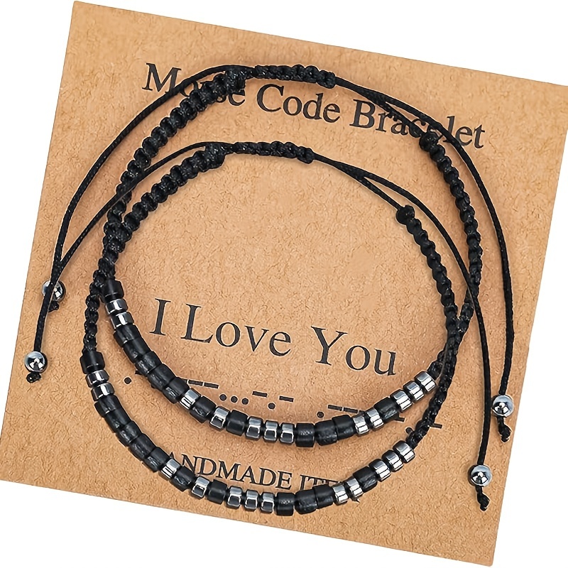 

2pcs/set I Love You Code Bracelet, Meaningful Gift For Lover, Friend, Family