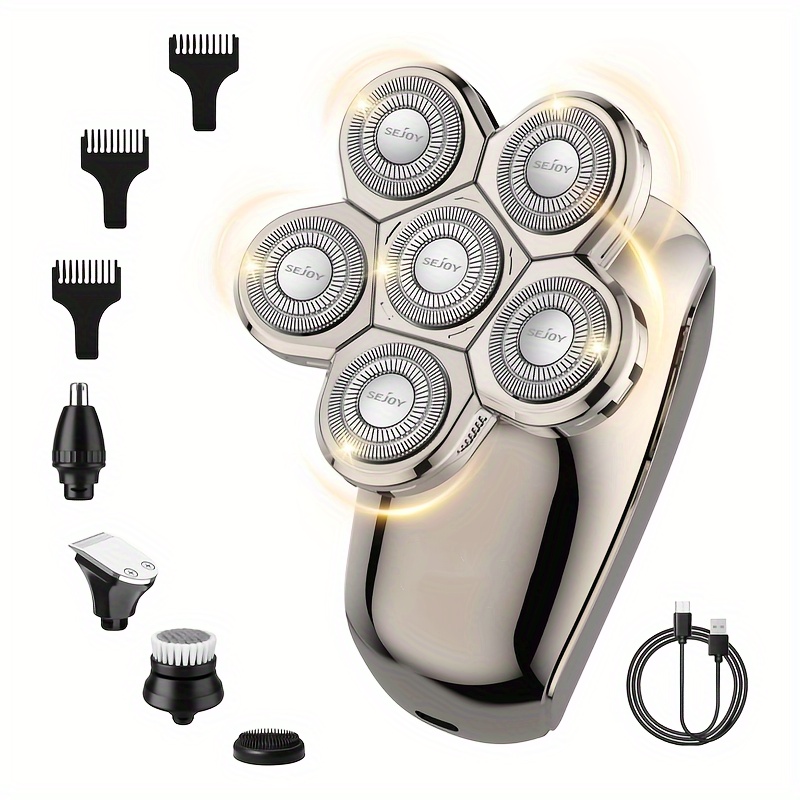 

Bald Men Electric Shaver, Men's Head Shaver, 5 In 1 Multi-function 6d Electric Head Shaver, Rechargeable Rotary Shaver Grooming Kit Men's Electric Shaver, Birthday And Holiday Gift.