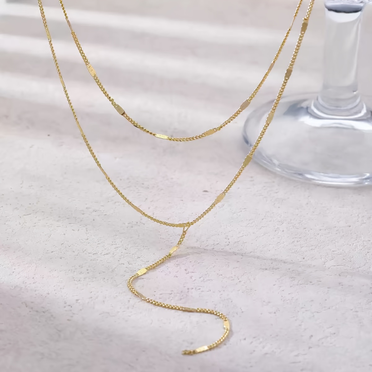 Image of Elegant, Sexy, And Cute Women's Casual Fashion Vacation Party Versatile Y-shaped Double-layer Necklace