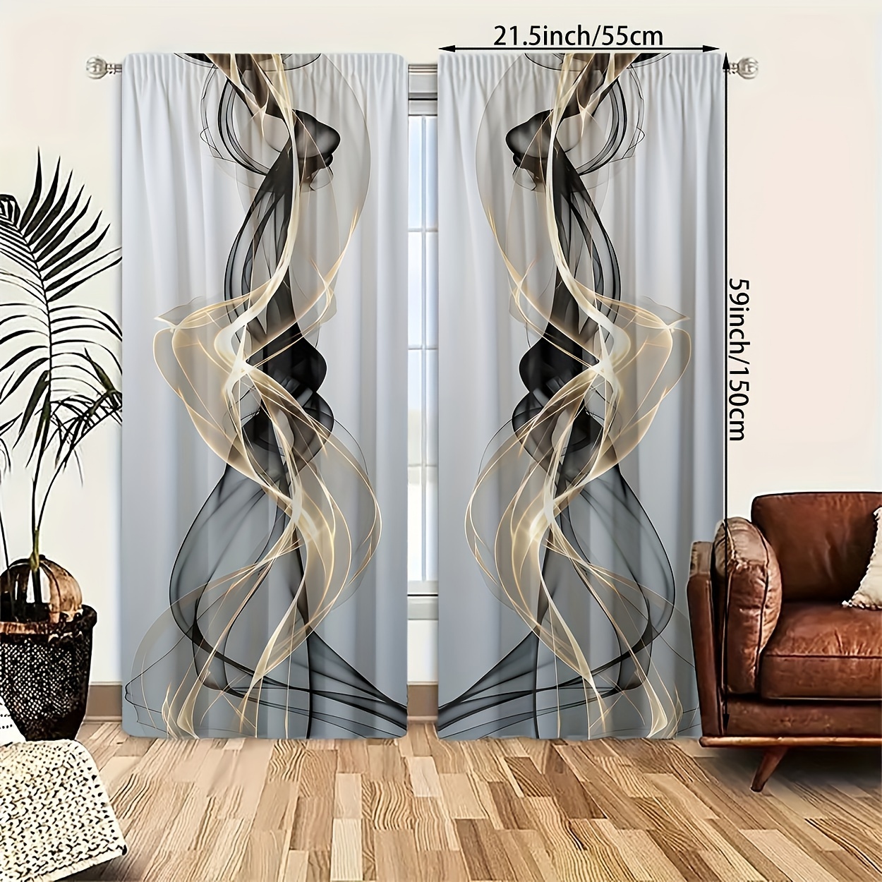 TEMU 2pcs, Polyester Material, Hd Retro Pattern Print, Light Filtering Curtain, Suitable For Bedroom, Living Room, Office And Home Decoration, Pole , Suitable For Pole