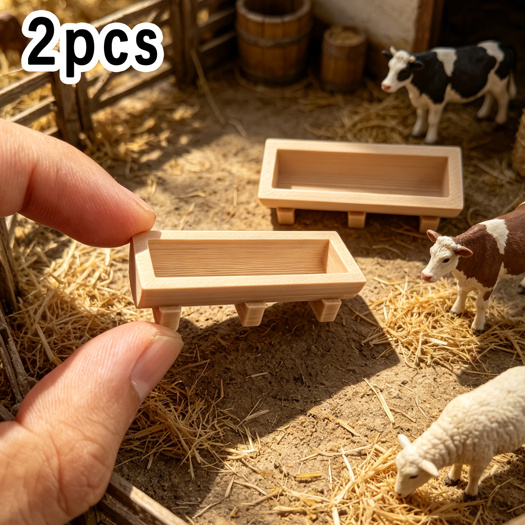 TEMU 2 pezzi, di abbeveratoio per fattoria in miniatura in 1/12, Abbeveratoio per alimentazione di animali stampato in 3D non , Accessorio per di