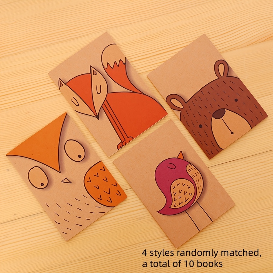 Image of 10pcs Random Paper Vintage Notebooks, Blank Pages Stitching Book 4 Designs Random Cute And Portable, Suitable For Small Prizes And Gifts