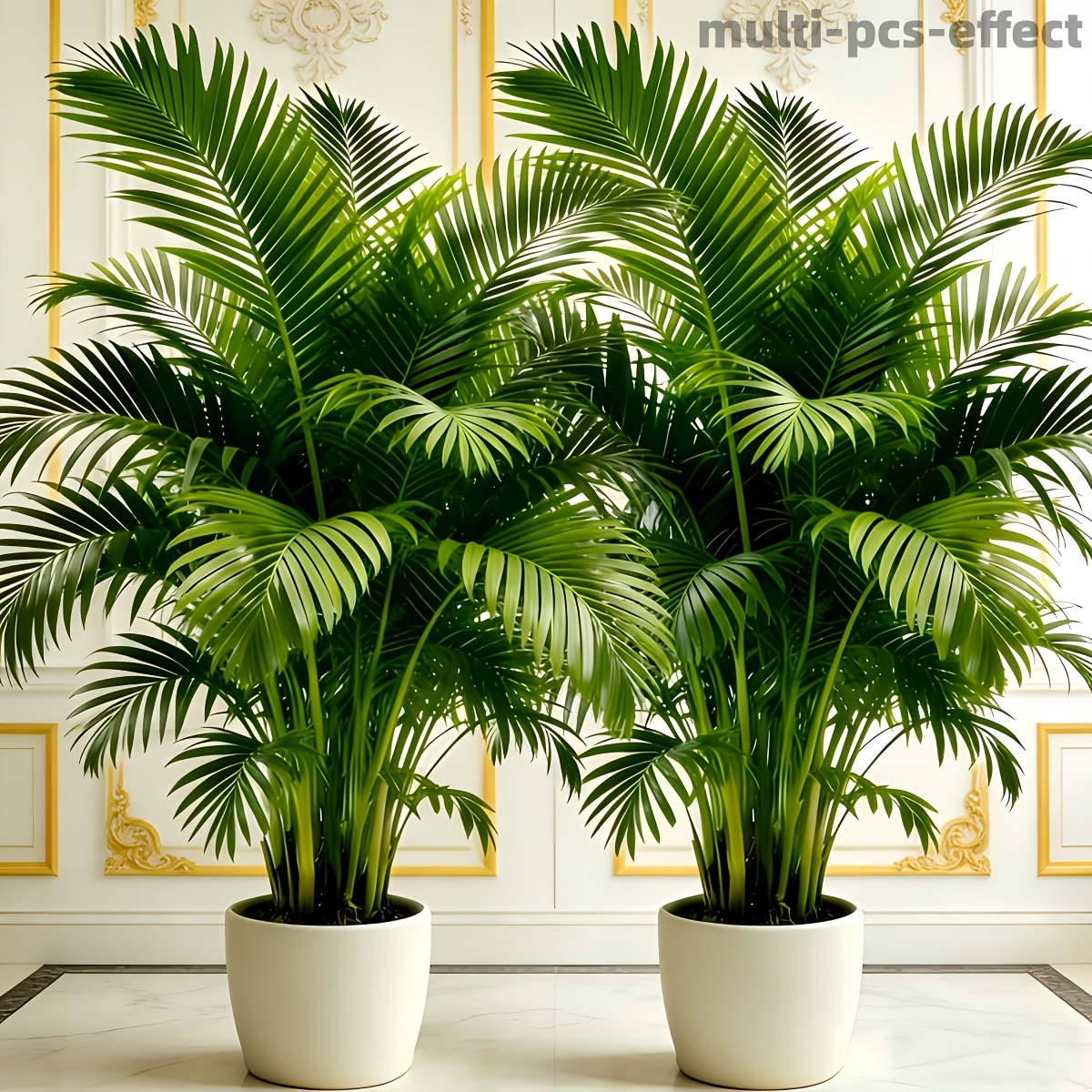 Palmera de simulación grande, diseñada para el estilo pastoral de primavera y verano, forma hermosa y hojas naturales, fácil para crear un ambiente de curación; adecuada para uso en interiores y exteriores, recreando la sensación de vacaciones campestres en escenarios al aire libre