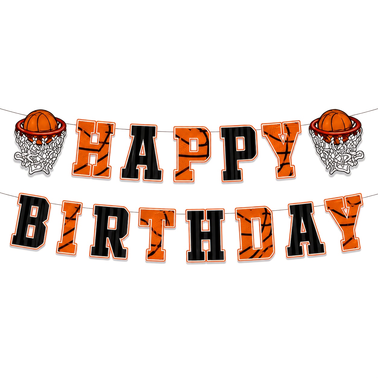 TEMU 1 Set Basketball-themed Birthday Banner, Basketball Hoop Sports Style Letter Banner, Birthday Party Background Wall Atmosphere Craft Decorative