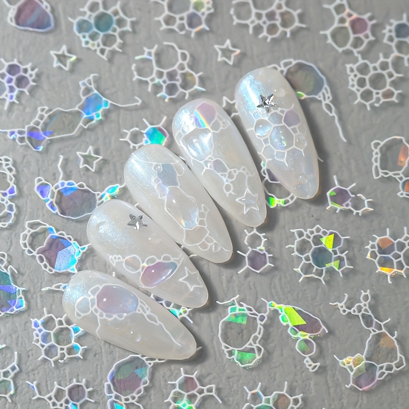 A Dream Nail Art Sticker, Embossed Laser Shell Light , , With Aurora Ripple Foam And Other Patterns, Suitable For Personal Diy And Nail Salons