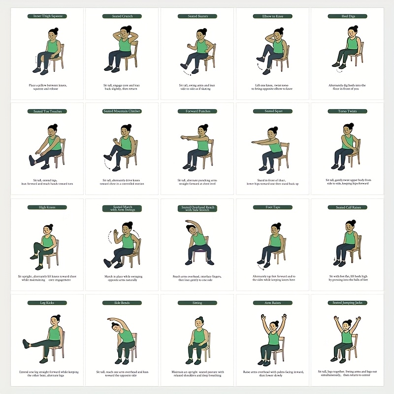 Beginner-friendly Chair Yoga Card Set, 18/24 Poses For Seniors & Home Stretching, Guide For Safe & Gentle Movement