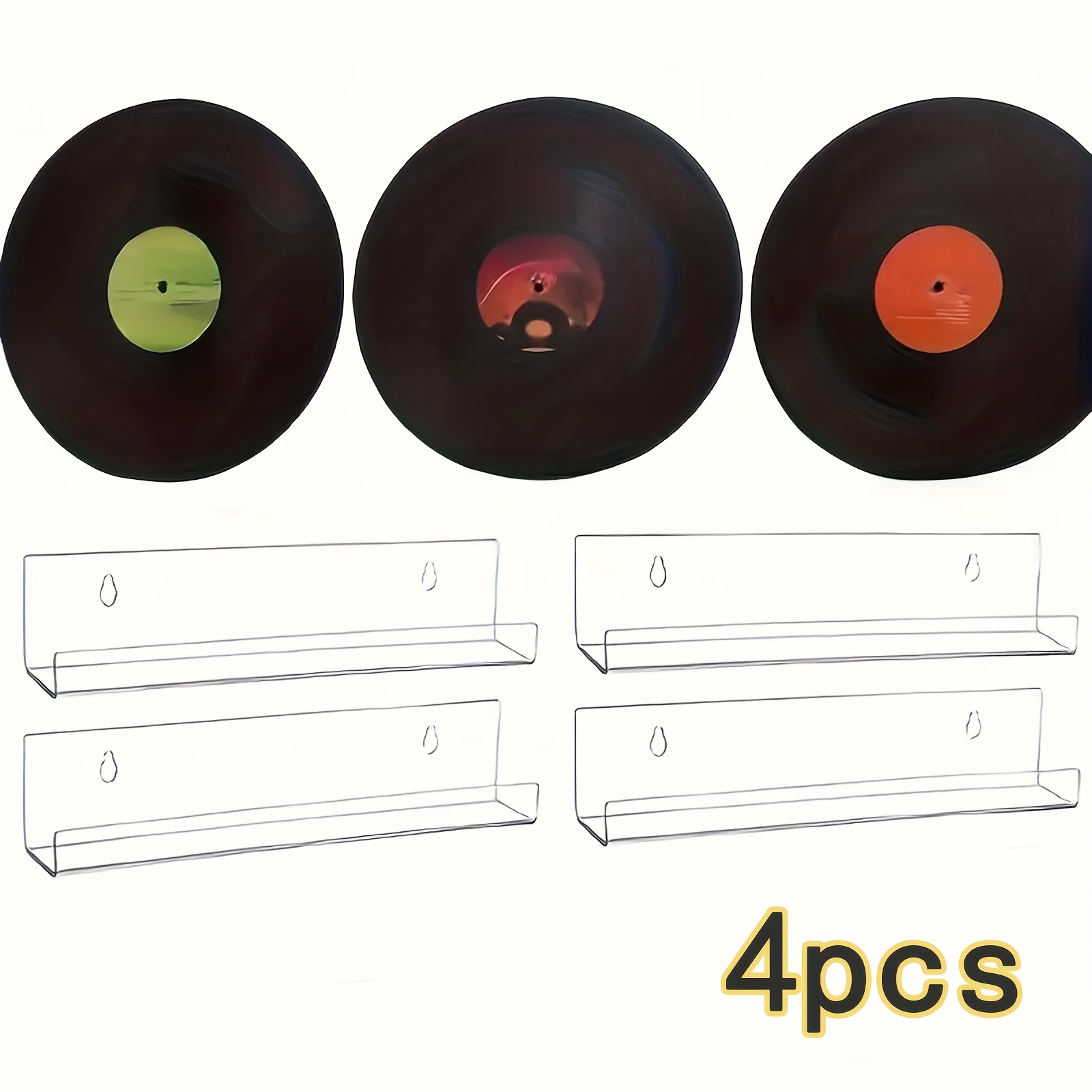 TEMU 4pcs Set Of Transparent Acrylic Record Racks - , Space-saving Design, Durable Construction, Music Collectors And Fans