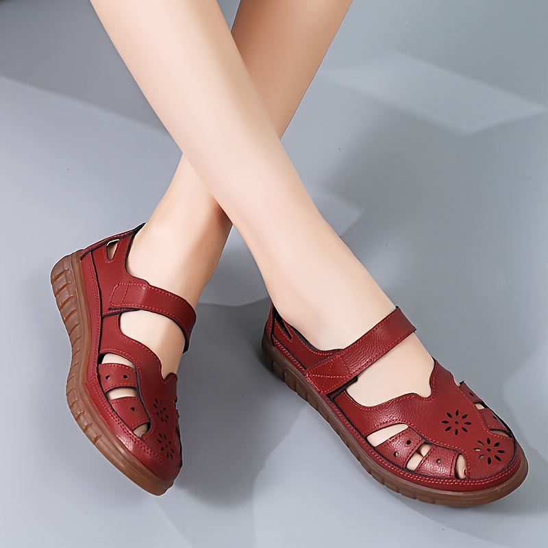 Microfiber Leather Women's Sandals, Comfortable Soft Sole Open-Toe Clogs