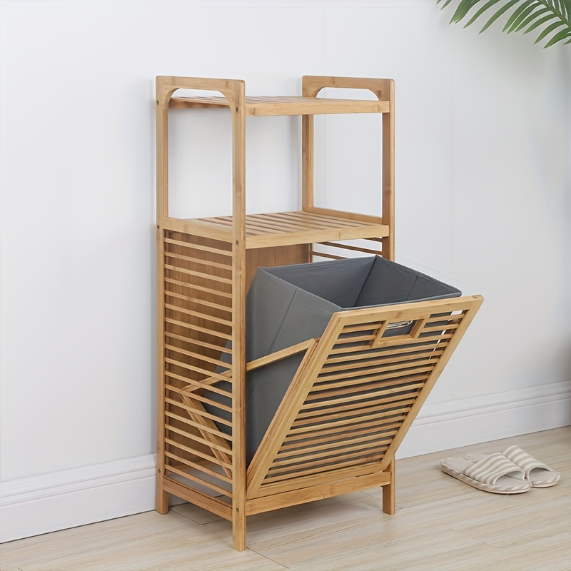 Contemporary Bamboo Laundry Hamper Multiple Baskets Suitable Temu