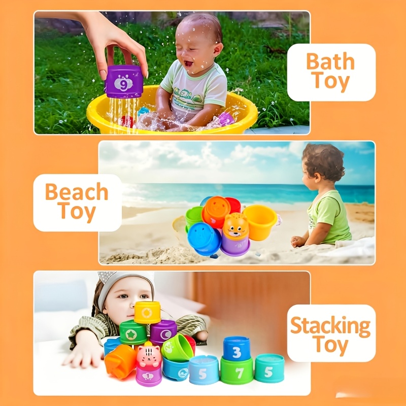 9pcs Rainbow Educational Stacking Cup Set, Random Colors