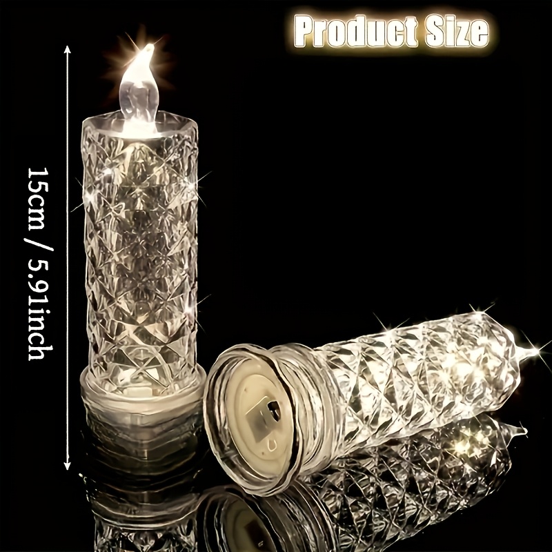 Image of 3/6/9pcs Crystal Table Lamps, Candle Lamps, Imitation Crystal Lamps, Smokeless Ambient Lighting, Suitable For Parties, Birthdays, Weddings, Celebrations, Bedrooms, Living Rooms, Etc.
