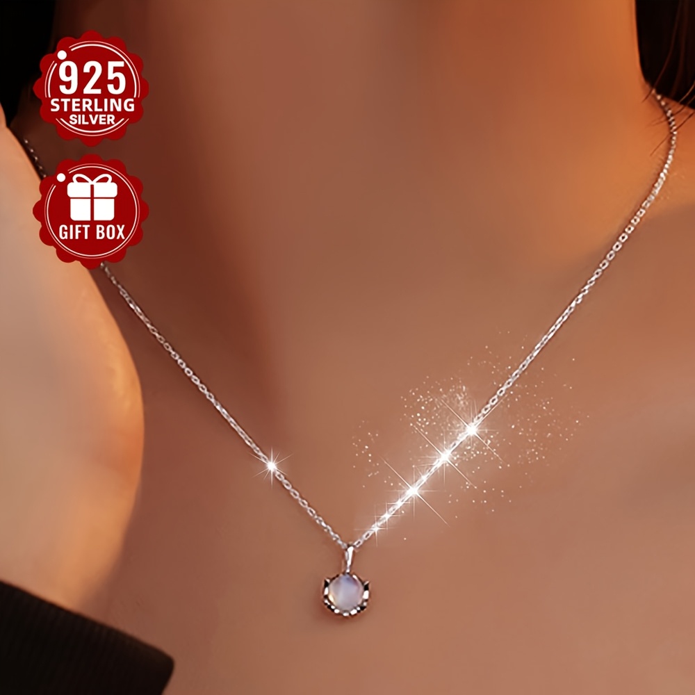 

1pcs925 Sterling Silver Magic Necklace Women' Wind Hexagonal Pendant Clavicle Chain For His Wife's Small Gift Hypoallergenic (about 1.85g)