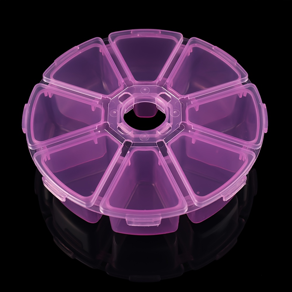 Image of 1pc Clear Round Plastic Jewelry Organizer - 8-compartment Bead Storage Box, Portable & Durable, Jewelry Making Display & Packaging Supplies, Beading & Jewelry Making