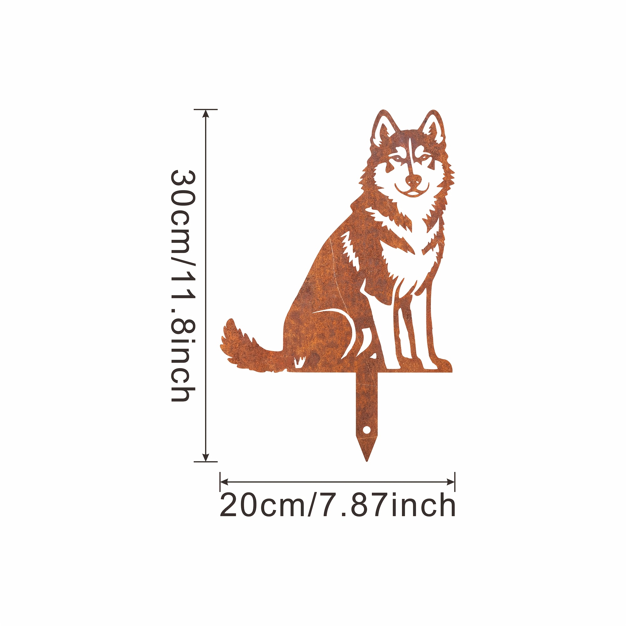 E-shop 【2D Flat】 [2D Flat] Rostiger Metall Husky Hunde Gartenstecker Erdloch Dekoration, Retro Husky Hof Garten Dekoration