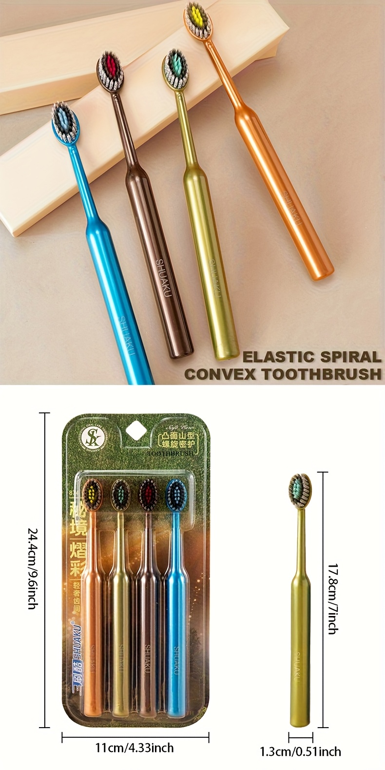 4pcs/8pcs, 4 Colores de Cepillo de Dientes Manual para Adultos con Cerdas Suaves, Cabeza de Cepillo Triple Zona en Forma de Montaña Convexa, Suave y Fácil de Usar, Mango de Lujo Ligero, Antideslizante, Esencial para la Limpieza Profunda y el Cuidado de las Encías y la Cavidad Oral