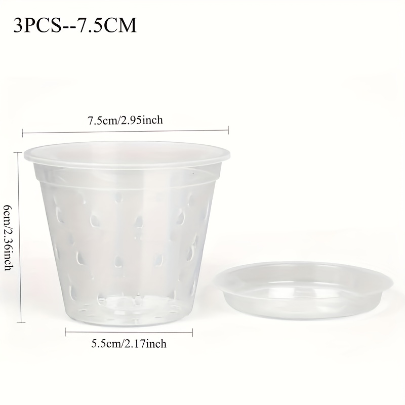 3 Transparent Flower Pots With Base, Drainage Holes Plastic Orchid Planters Breathable Open Slit Transparent Planters, Suitable For Indoor And Outdoor Plants, Orchid Plants