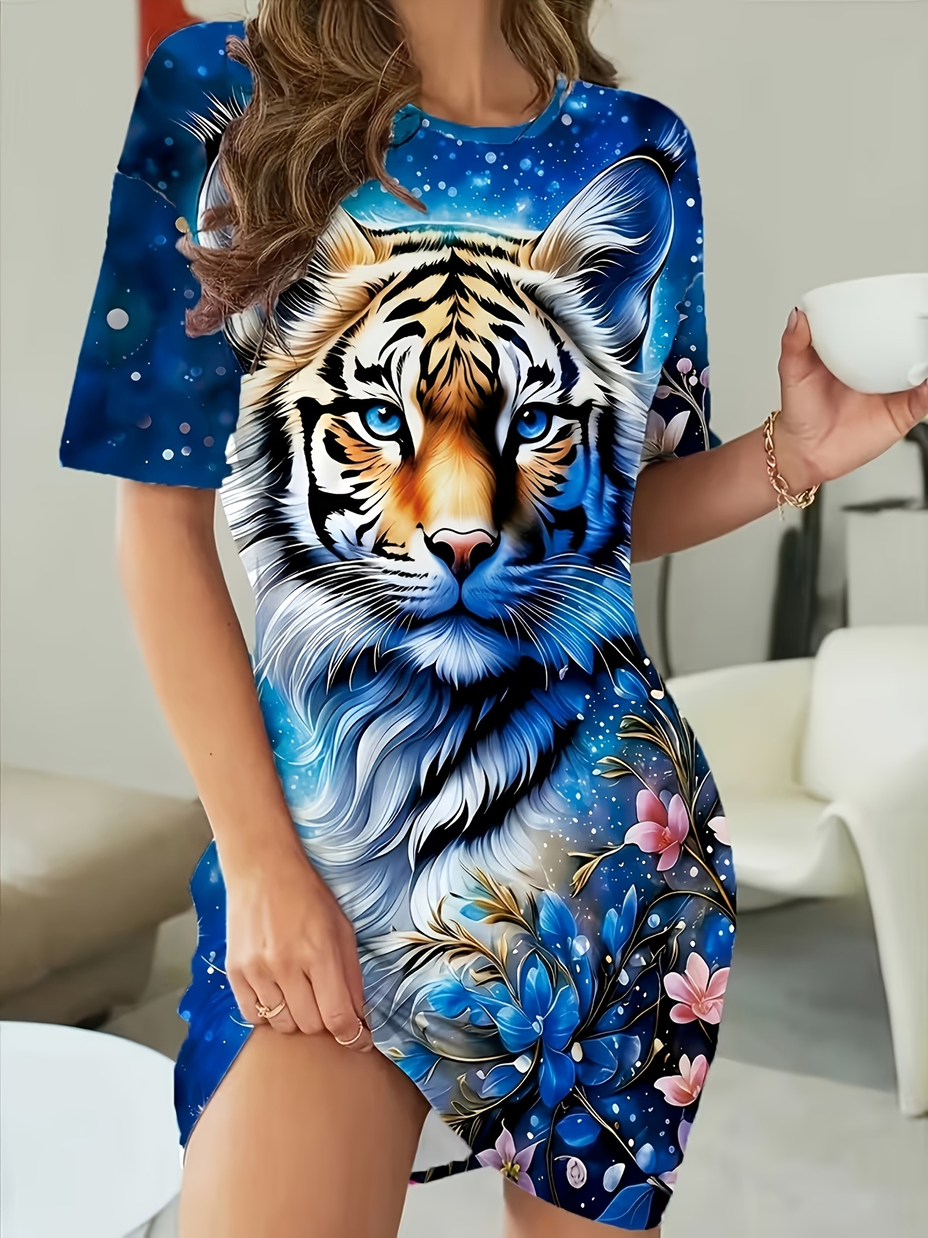 blue tiger dress PREORDER
