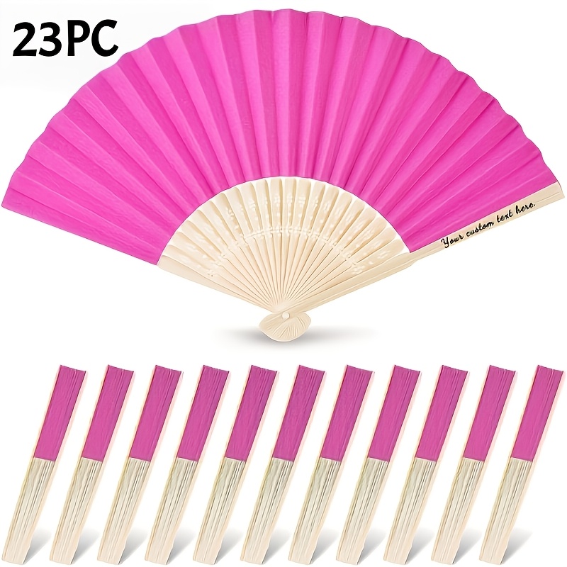 TEMU 23pcs Rose Custom Fans, Personalized Wedding Fans, Favor Gifts, Custom Engraved Paper Bamboo Folding Fans, Small Gifts, Bachelorette Party