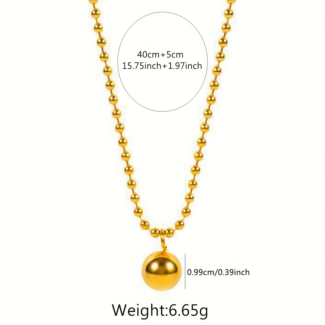 TEMU 1pc Minimalist Style Stainless Steel Pendant Necklace With Round Steel Bead Decoration, Suitable For Women' Wear