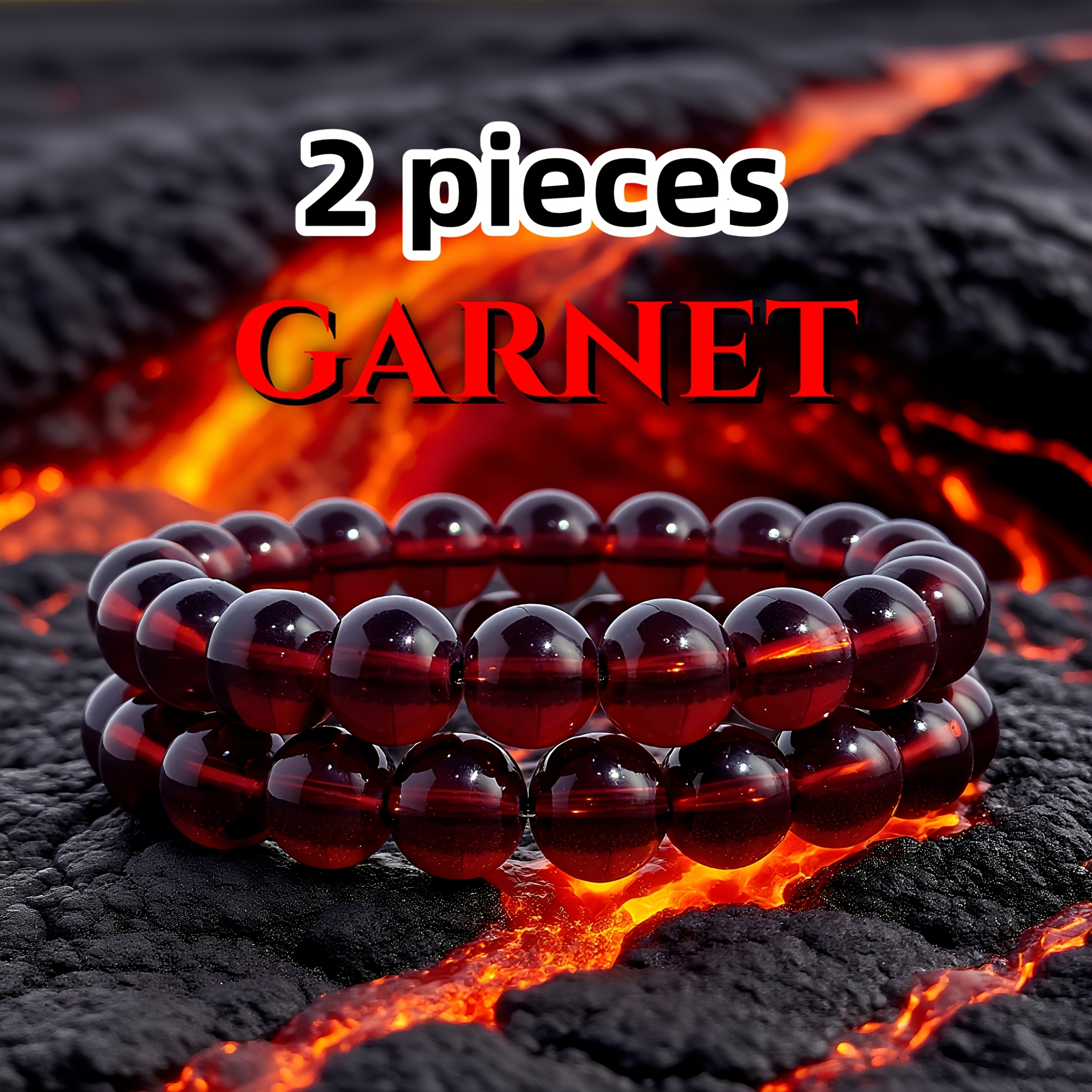 TEMU Pack de 2 Pulseras de de , Hilo de Cuentas de de 8mm, Diseño Ajustable, Unisex Piedra de de , Pulsera de de , Elección Ideal para Regalo