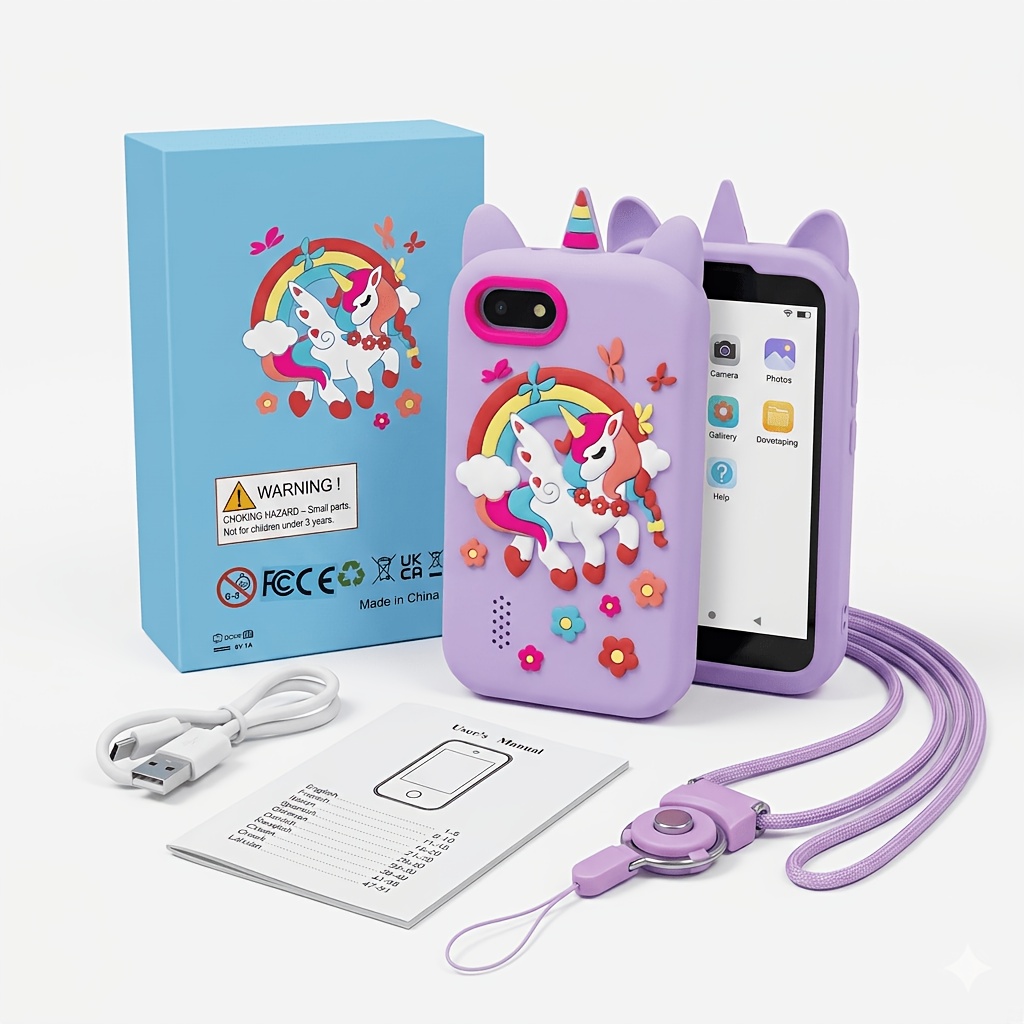 TEMU Mini Touchscreen Tablet For Kids Toy With Dual Hd Cameras, Protective Case, And Lanyard; Ideal Birthday, Christmas, Or Holiday Gift For Girls