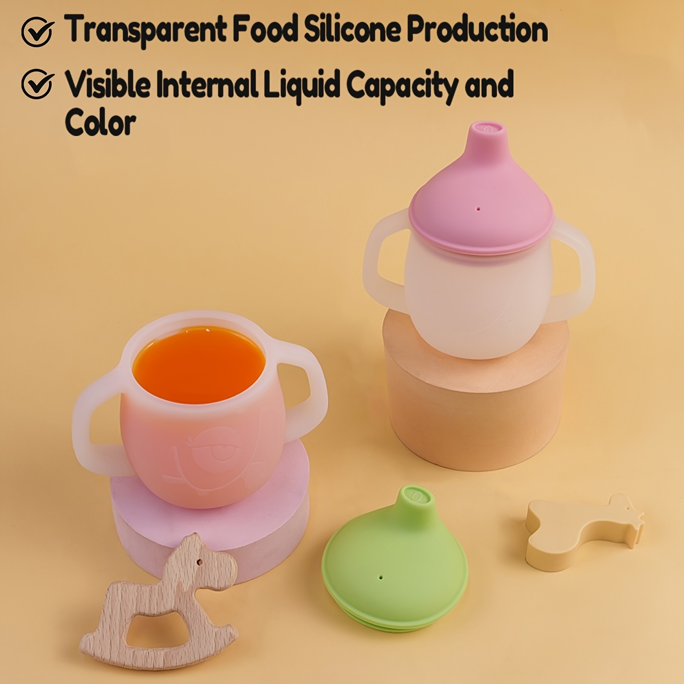 custom silicone sippy cup training set soft spout   handles bpa free   camping milk coffee water great gift for   machine washable details 3