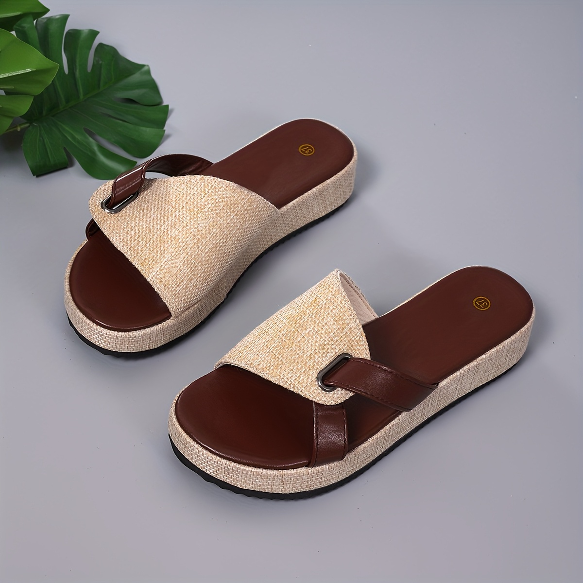 new summer style european and   casual comfortable strappy slip on slippers with round toe and thick sole for women outdoor wear   sandals women shoes Product details 1