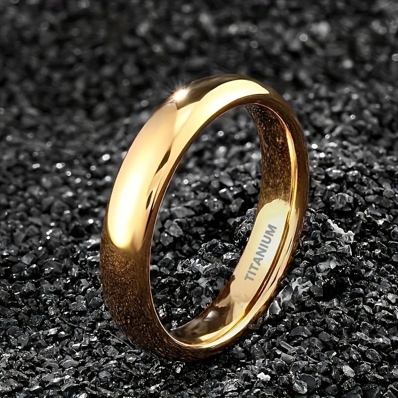 

1pc Golden Tungsten Steel Ring, Jewelry Gift For Men And Women