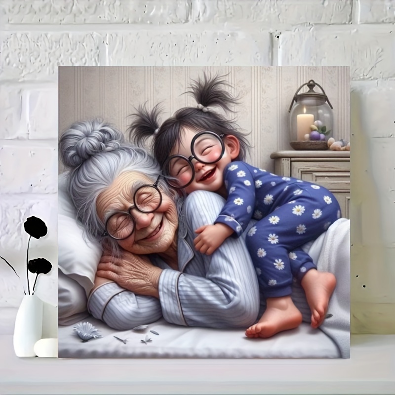 

Adult Diamond Art Painting Kit: Grandma And Granddaughter Pattern, 30x30cm, 12"x12", Round Diamonds, Acrylic (pmma) Material, Perfect Gift For Home Decoration