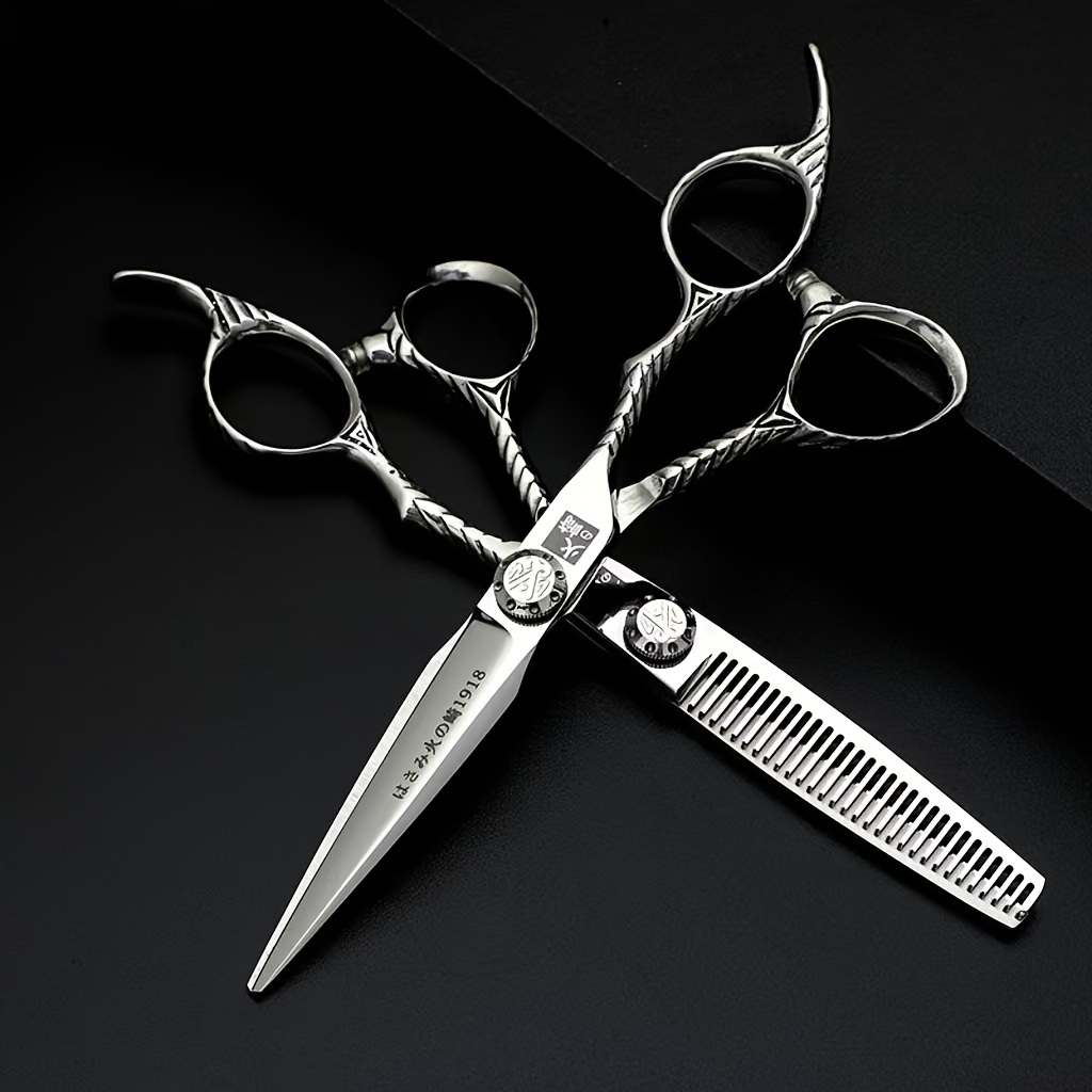 

Huozaki Premium Japanese 440c Steel Scissors - Handcrafted, Sharp & For Haircutting, Curly Hair, And Normal Hair Types, Design With Ergonomic Grip