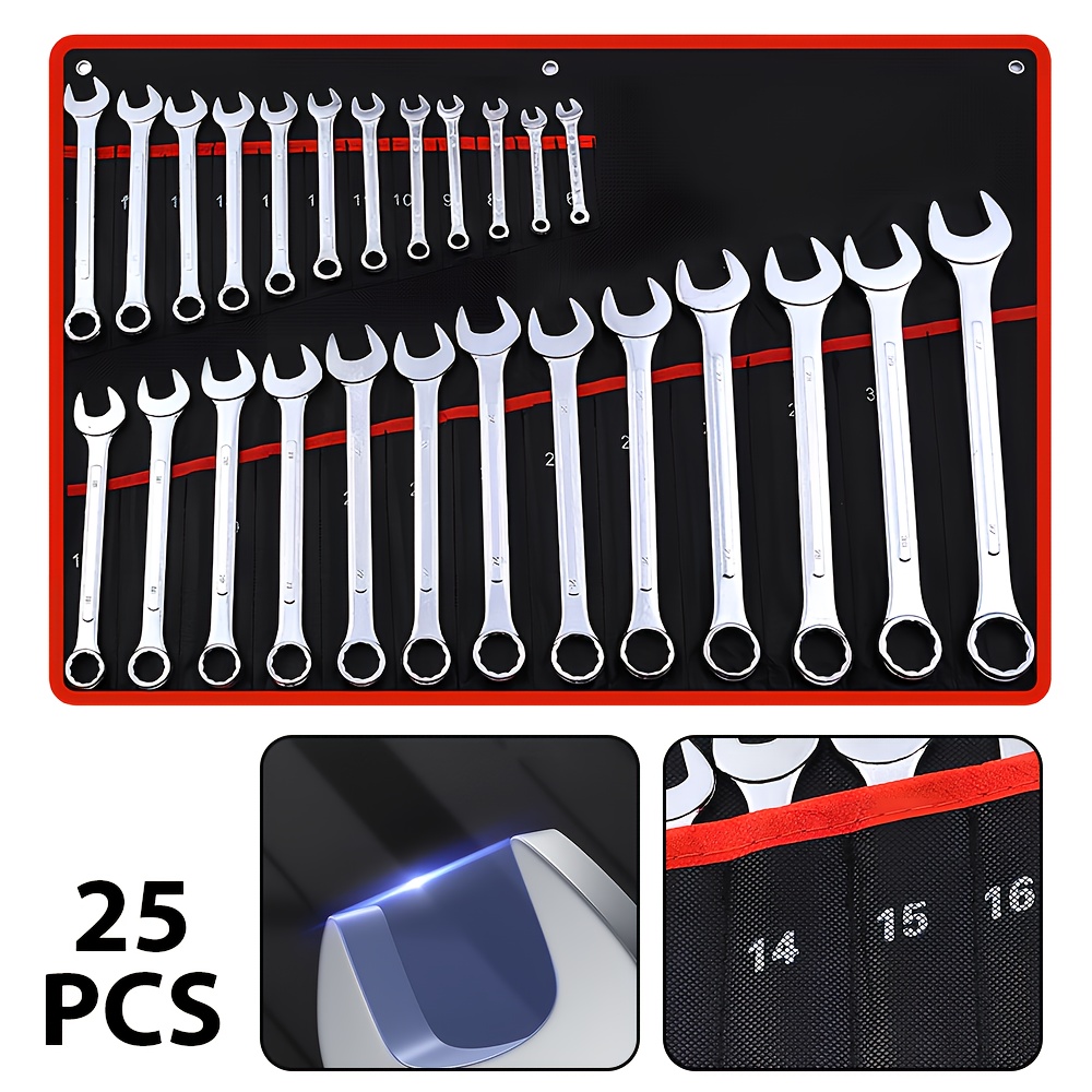 E-shop 25-teiliges Werkzeugset: Ratschenschlüssel, Schraubenschlüssel, Schraubendreher, Steckschlüssel-Set - zum Reparieren!