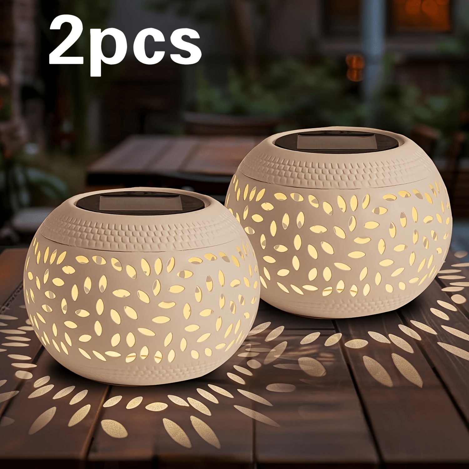TEMU 2pcs Outdoor Courtyard Solar Lanterns, Dancing And Flickering Flame Lights, Metal Led Table Lamps, Exquisite Solar Lawn Lights To Decorate