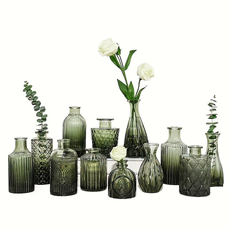 Image of 12pcs Vases For Centerpieces Small Vases For Flowers Glass Vases For Centerpieces Small Vases In Bulk For Wedding Decorations Vintage Vase For Table