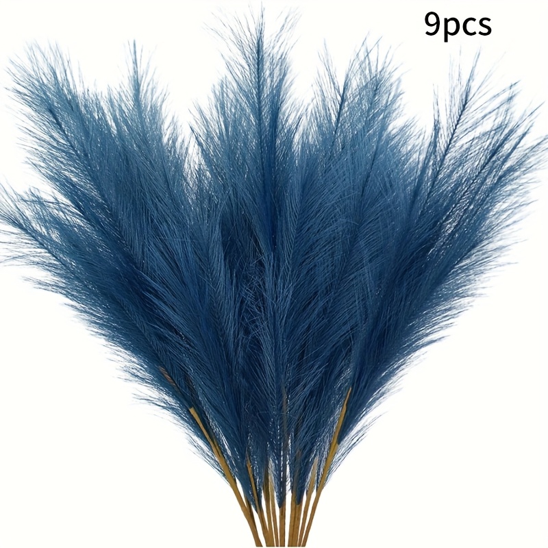 9/21pcs Blue Artificial Pampas Grass - Realistic, Durable Reed Decorations For Home And Bohemian Style, Ideal For Floor Vases And Spring Decor, No Container Needed