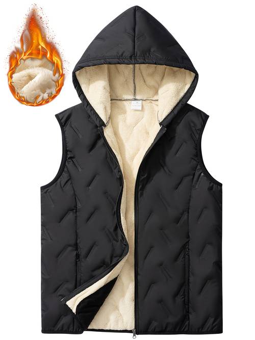 mens casual sleeveless hooded jacket with zipper pockets warm mens vest perfect for fall and winter outfits suitable for daily and outdoor activities mens gilet