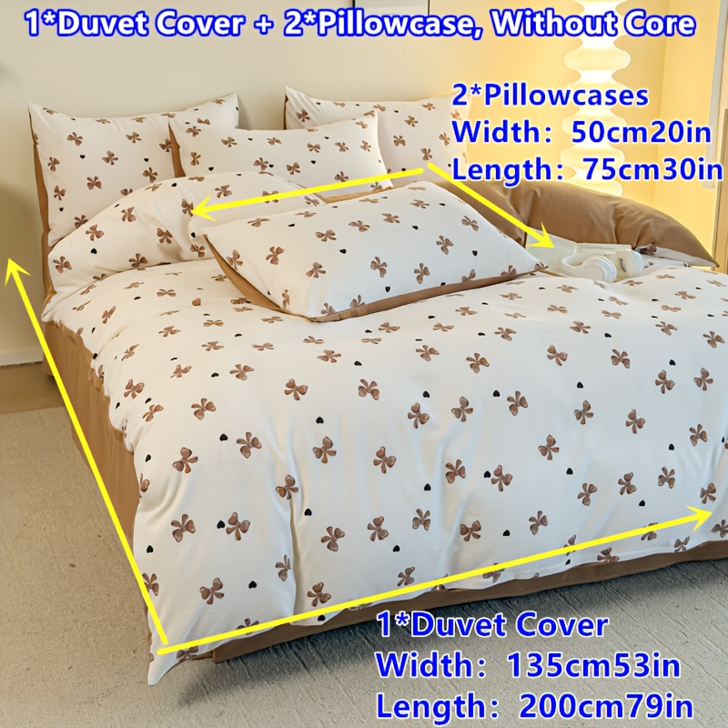 E-shop 3-teiliges Bettbezug-Set aus Wolken-Brokat-Samt, hautfreundliche Doppelmischung (1 Bettbezug + Kissenbezüge), kleiner Schmetterlingsdruck,