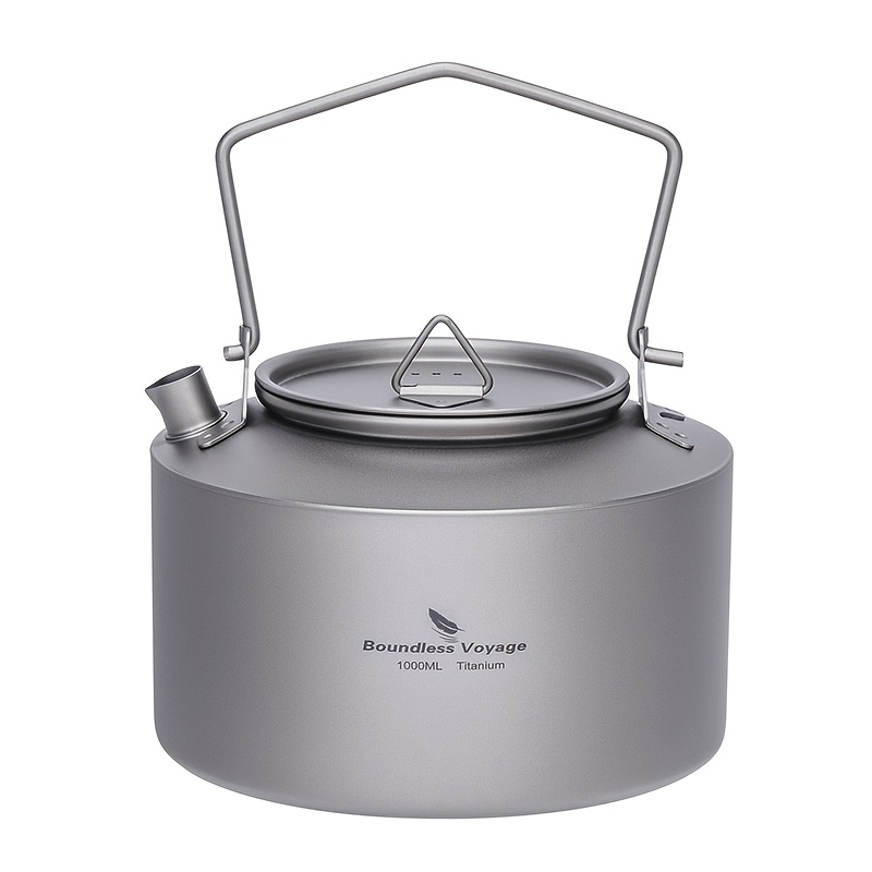 1pc Voyage Titanium Kettle With Folding Handle 1000ml