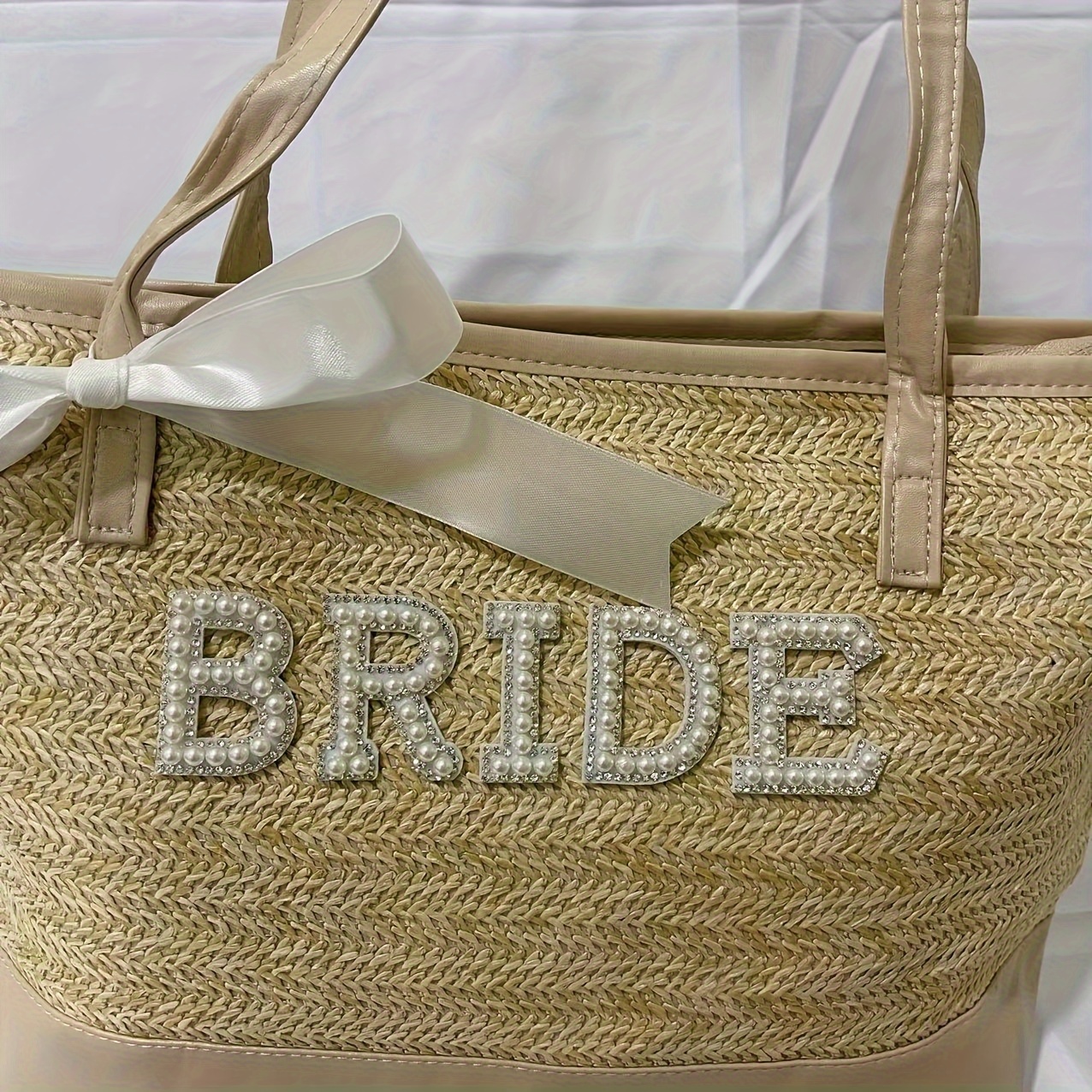 sparkling bow accent wedding tote bag zippered - Temu Spain display picture 2