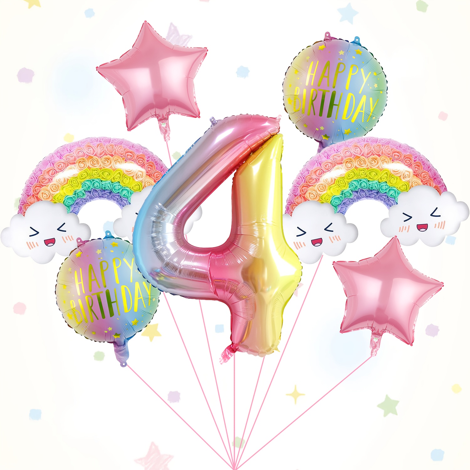 7pcs Rose Rainbow Gradient Number 1-9 Balloon Set, Suitable For Birthdays, Anniversaries, Weddings, Baby Showers, Baptisms, Proposals, Engagements, And Other Decorations