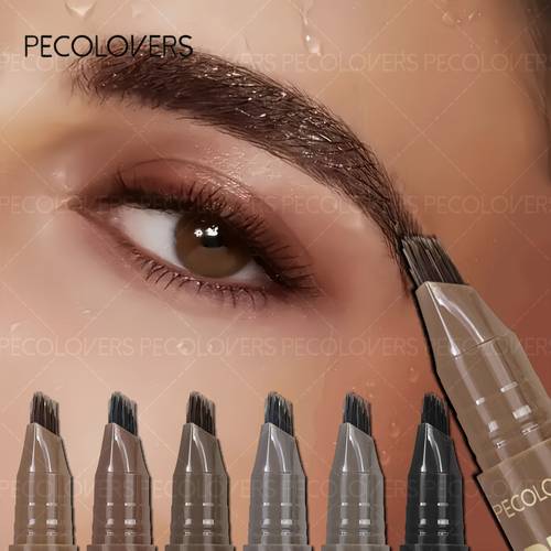 long lasting eyebrow tint cream with brush 4d microblading eyebrow pen 4 forks tip eyebrow tattoo pencil long lasting fine sketch liquid eye brow make up