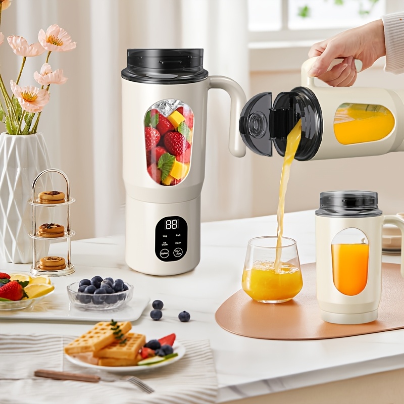 USB-wiederaufladbarer tragbarer Ent*er, kleiner Ent*er für die Zubereitung von Smoothies Milchshakes, Mini-Eiszerkleinerer, 4 * Digitaldisplay, 580 ml Fassungsvermögen, leicht zu reinigen, ideal für